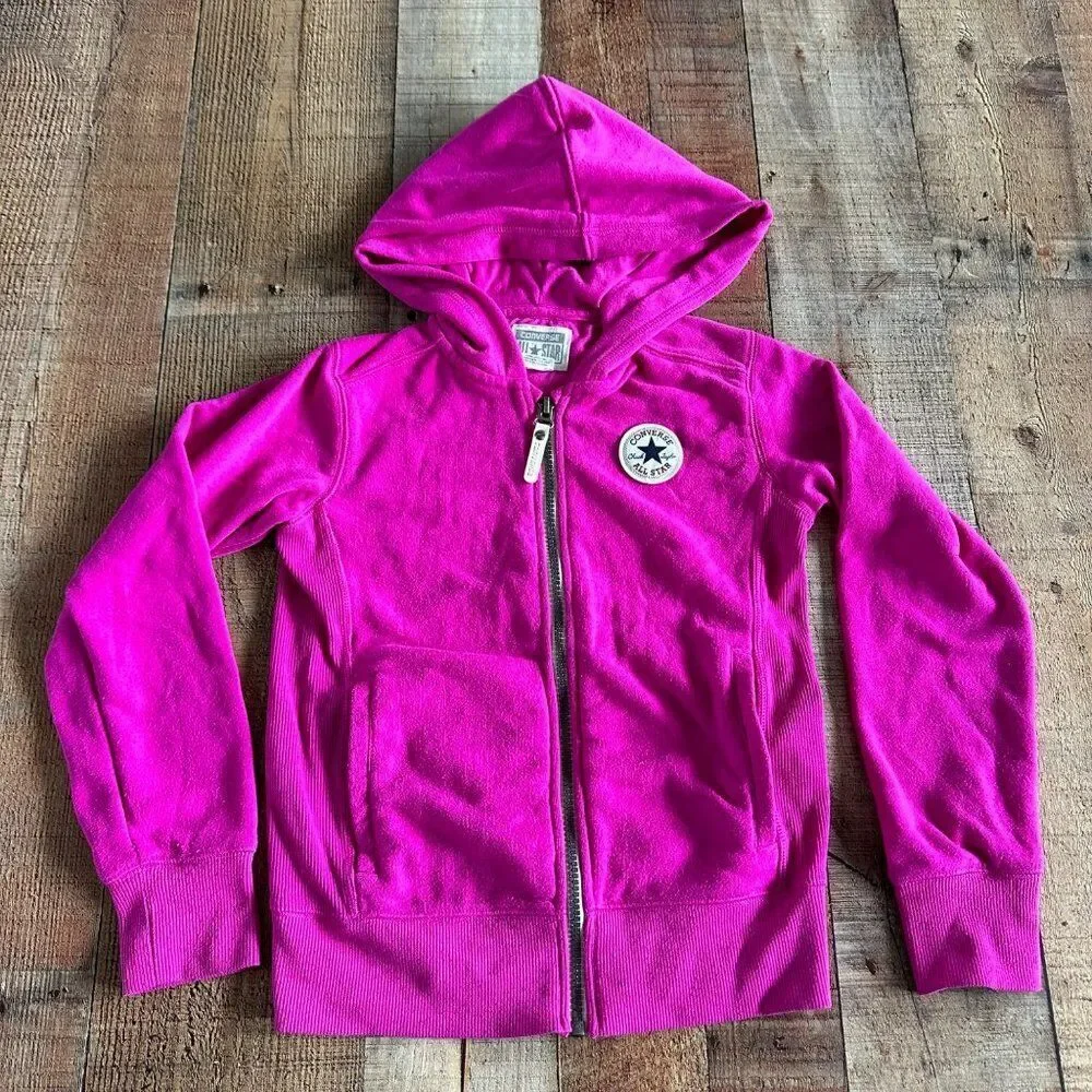 Converse All Star Girls Bright Pink Zip Up Hooded Jacket -8YR